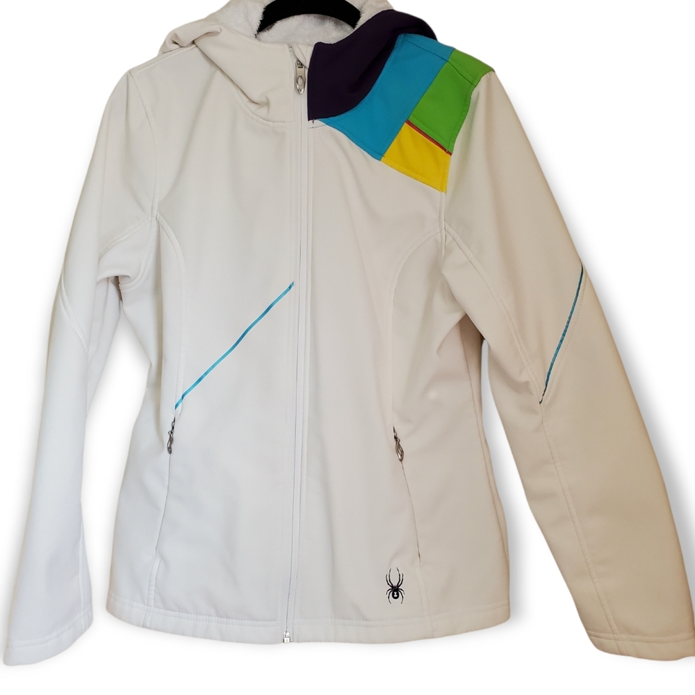 SPYDER White Colorblock Detail Lightweight Ski Jacket Size M
